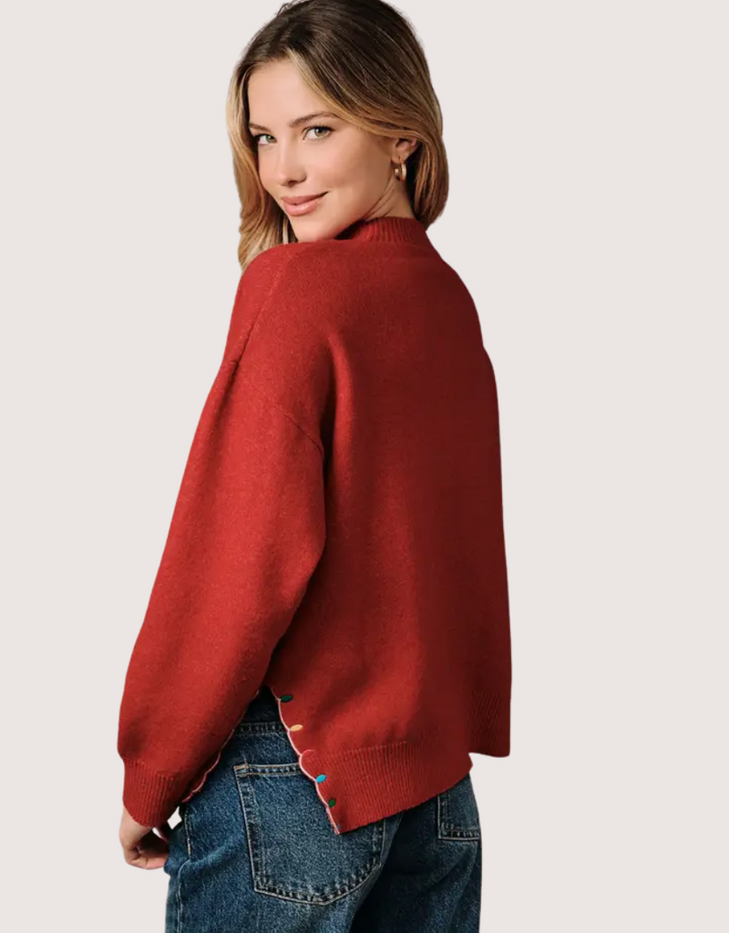 Sunday Edition Peace and Joy Knit Sweater Red