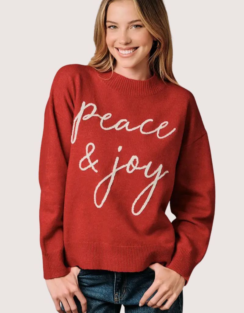 Sunday Edition Peace and Joy Knit Sweater Red