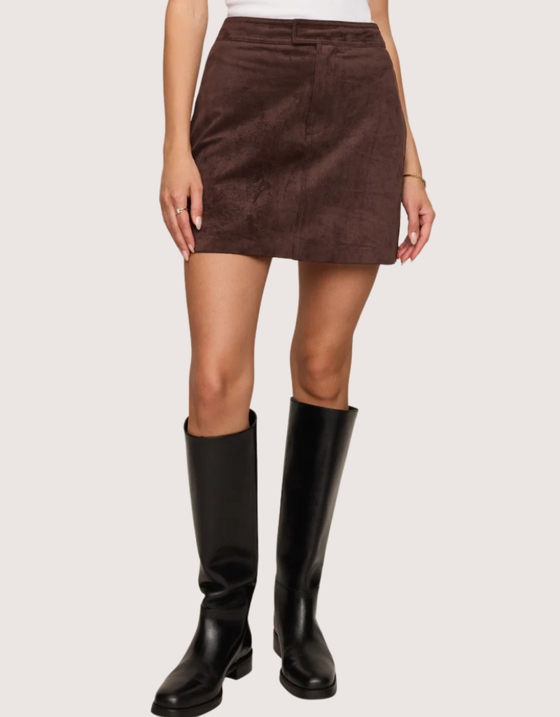Z SUPPLY Perri Suede Mini Skirt Dark Chocolate
