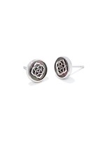 Kendra Scott Stamped Dira Stud Earrings Rhodium Black Mother of Pearl