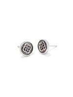 Kendra Scott Stamped Dira Stud Earrings Rhodium Black Mother of Pearl