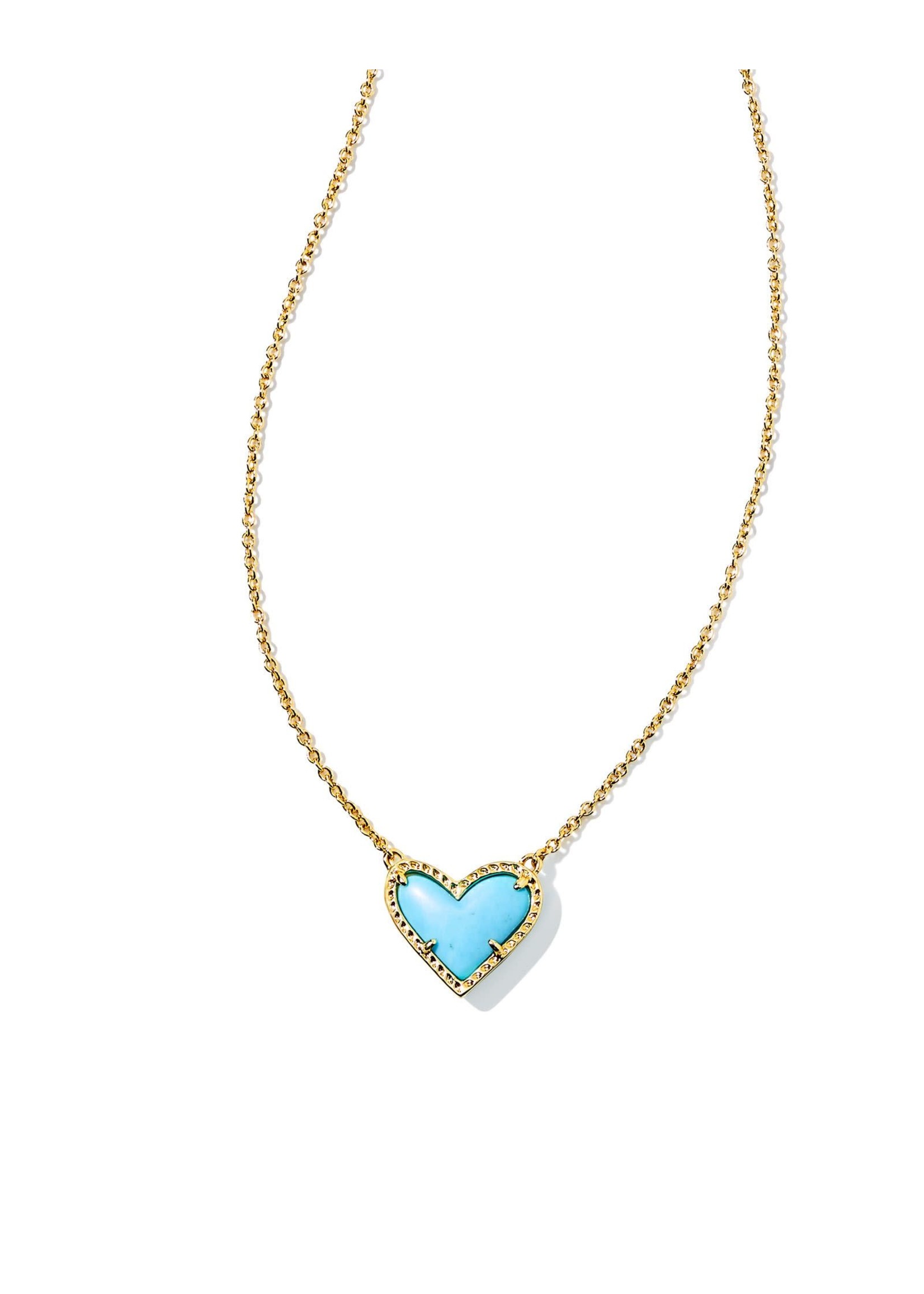 Ari Heart Pendant Necklace Gold Blue 