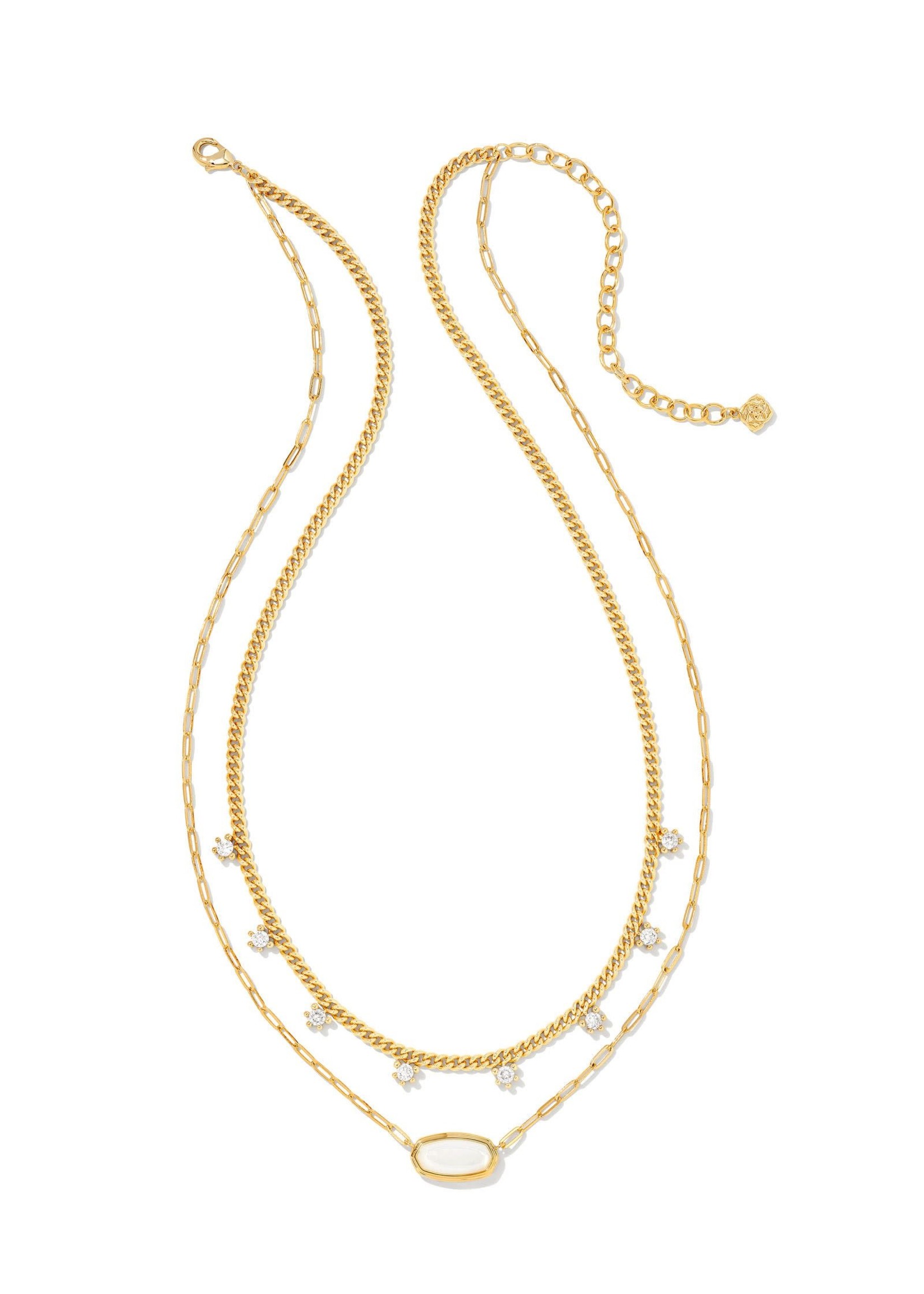 Kendra Scott Framed Elisa Gold Multi Strand Necklace in Iridescent Opalite