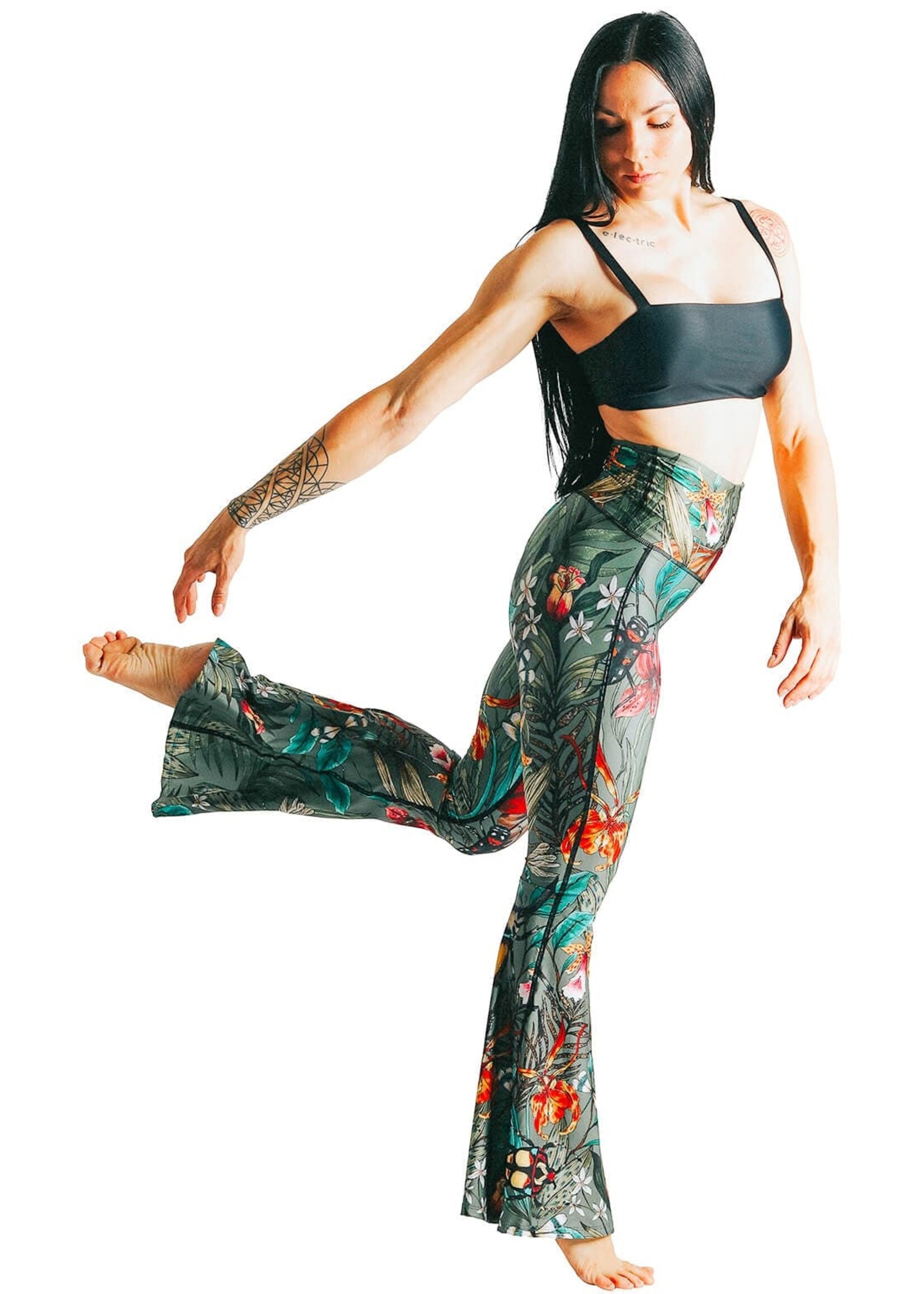 Yoga Democracy Green Thumb Printed Bell Bottoms