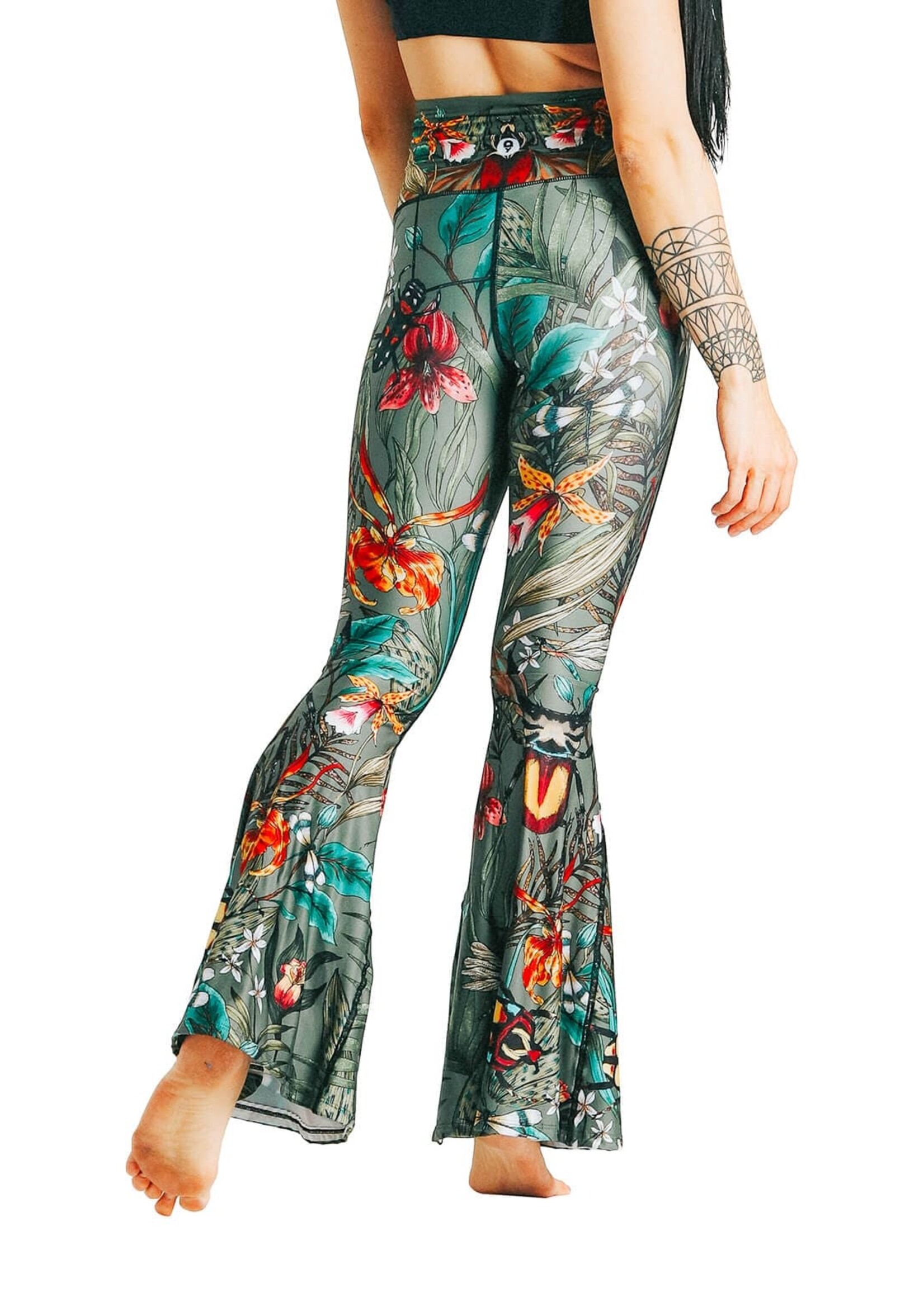 Yoga Democracy Green Thumb Printed Bell Bottoms