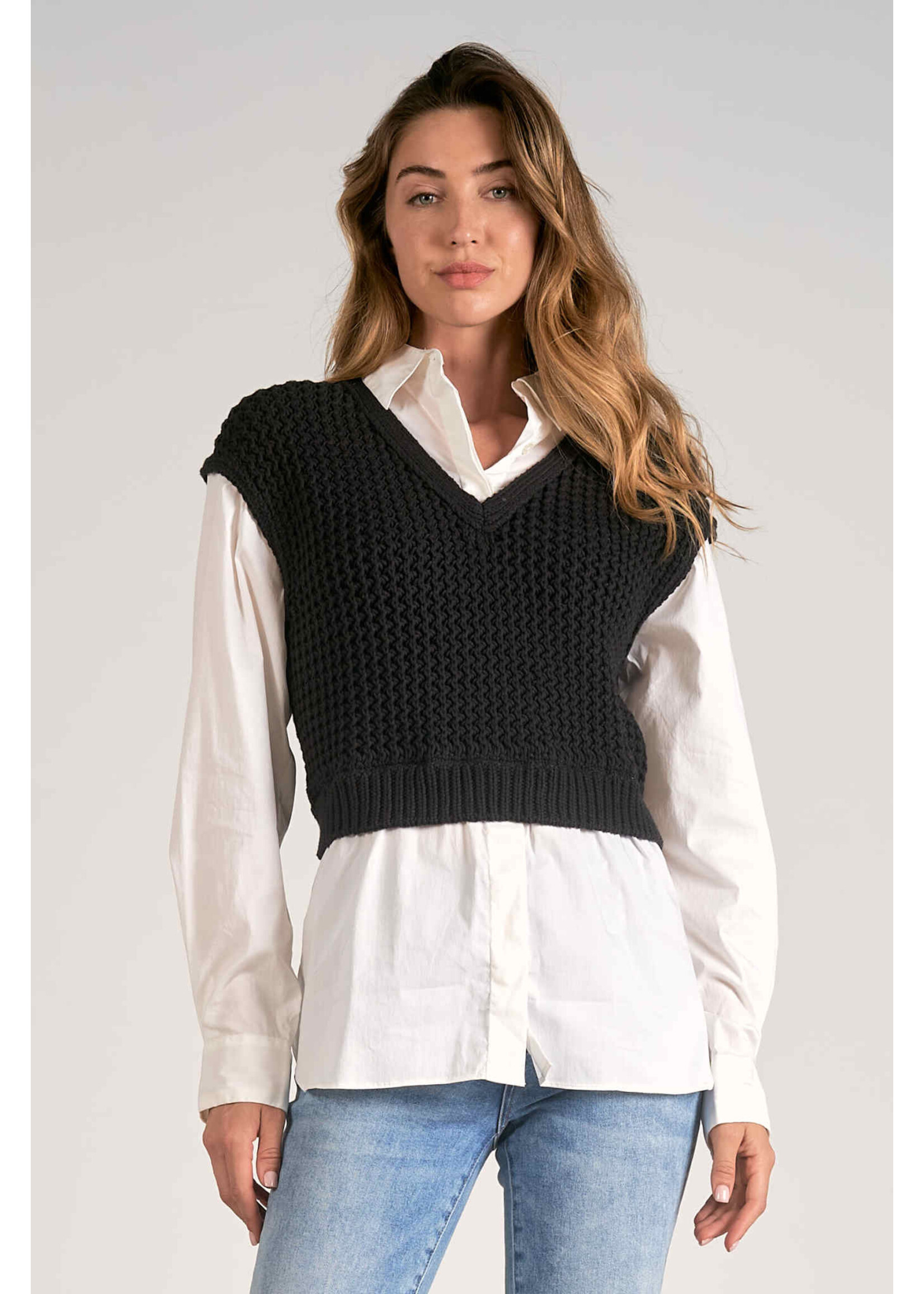 Elan Sweater/Shirt Combo (Black/White)