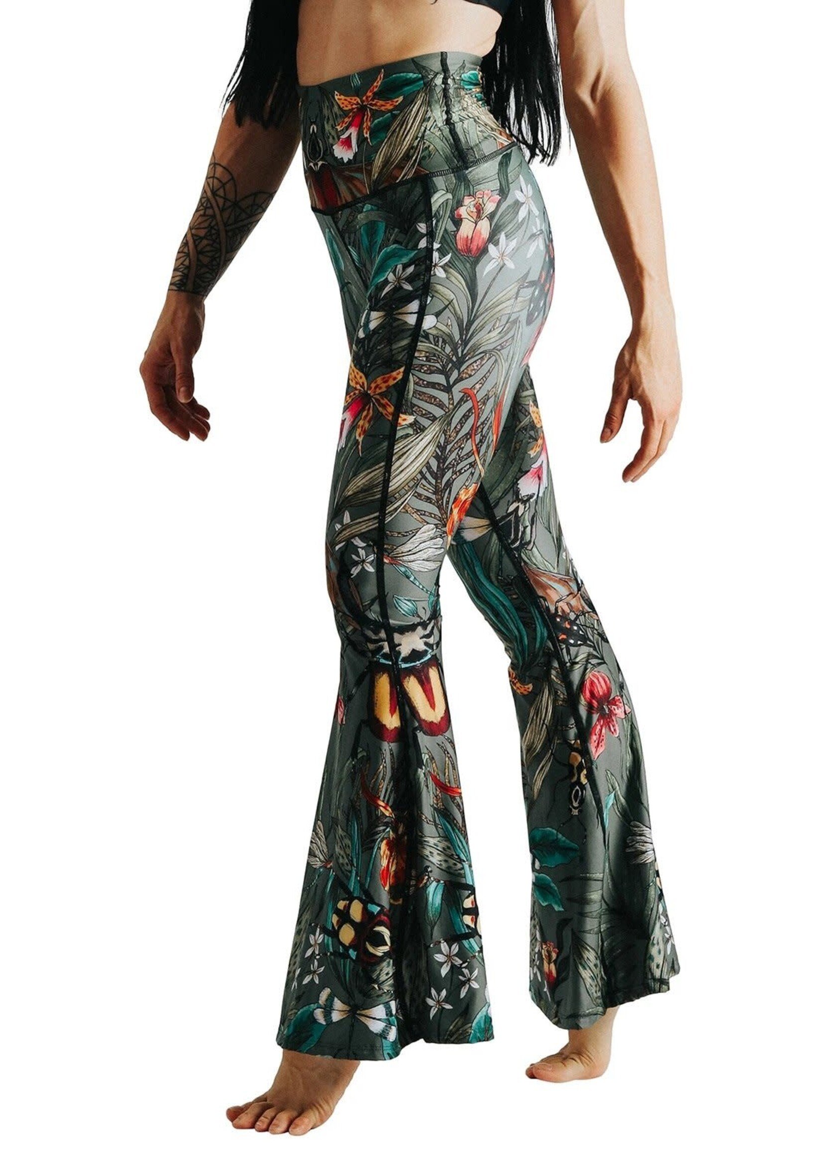 Yoga Democracy Green Thumb Printed Bell Bottoms