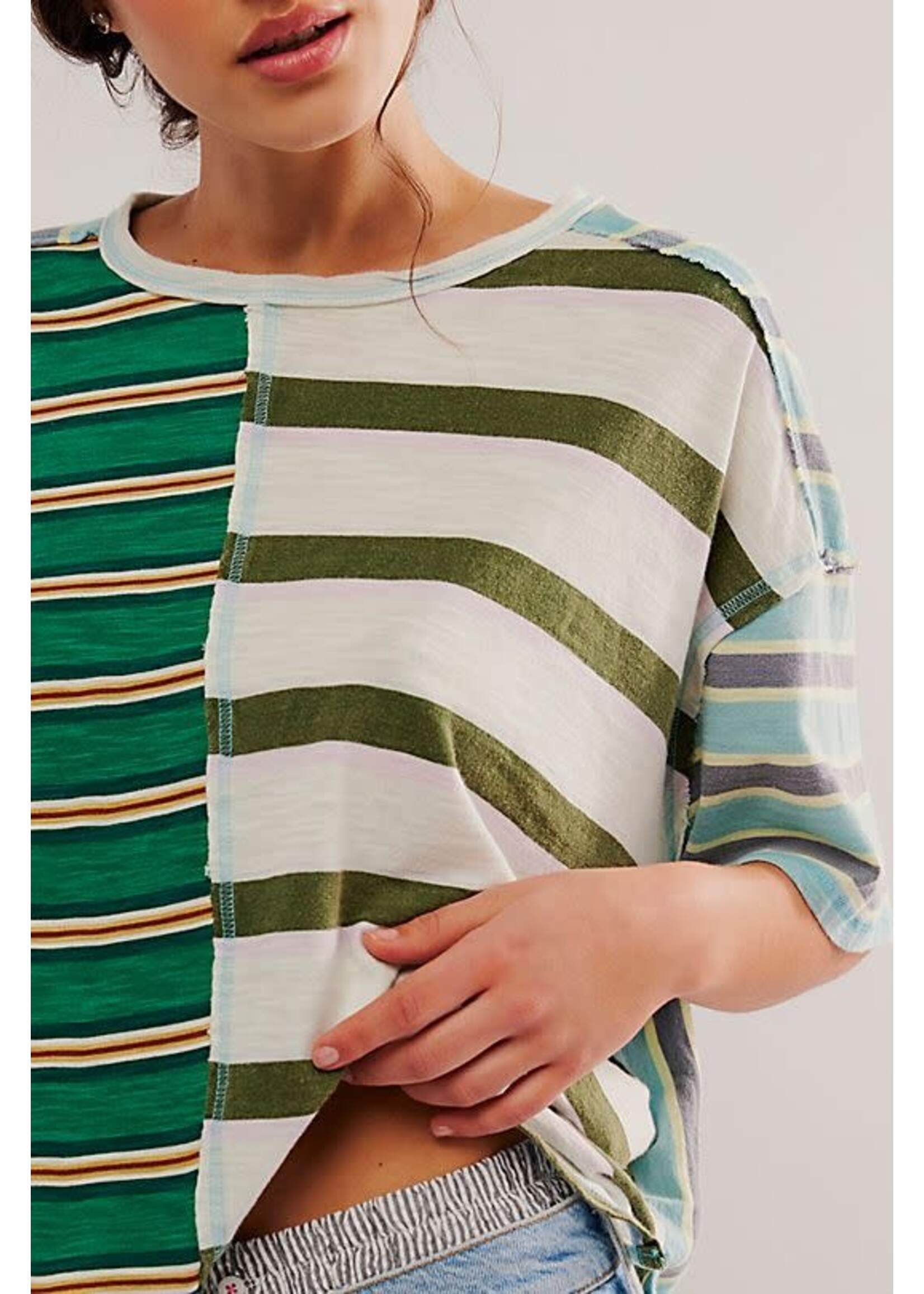 Free People Get Real Tee (Green Combo)