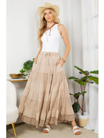 UYT Imports Tiered Skirt W/Lace Detail (Oats)