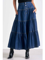 Elan Tiered Maxi Skirt (Blue)