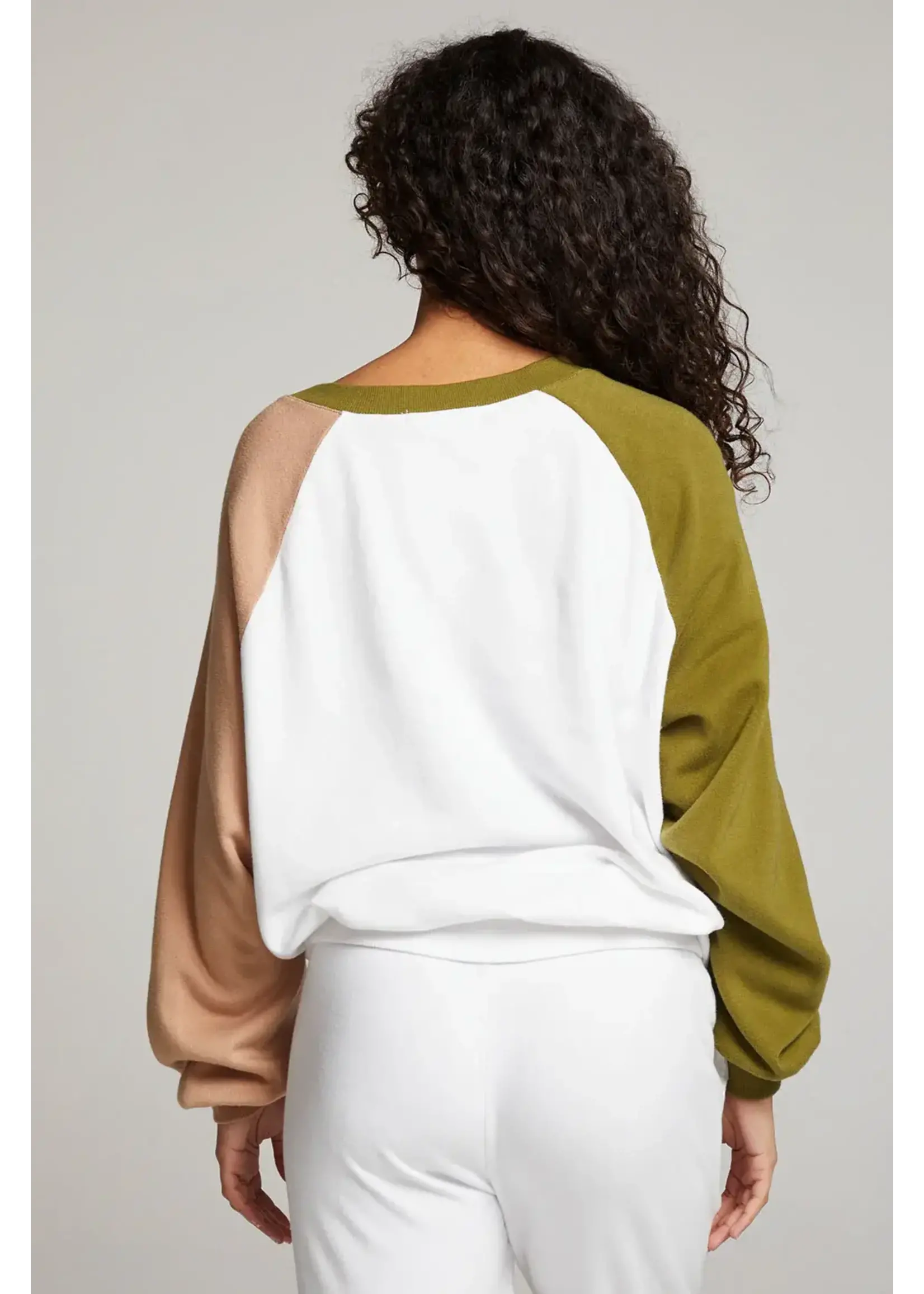 Chaser Hannah V-Neck Pullover (Sand Color Block)