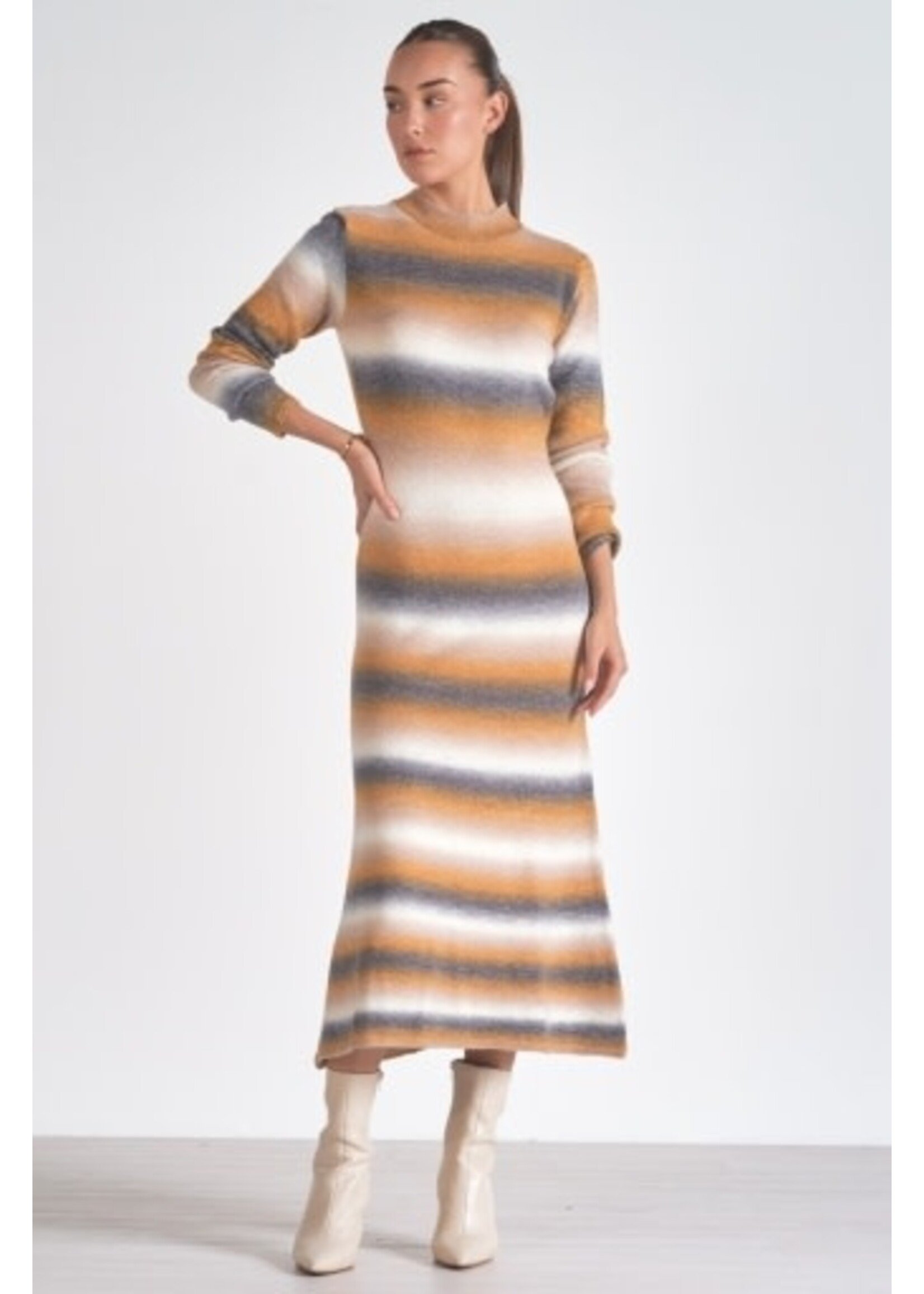 Elan Midi Dress (Tan/Black)