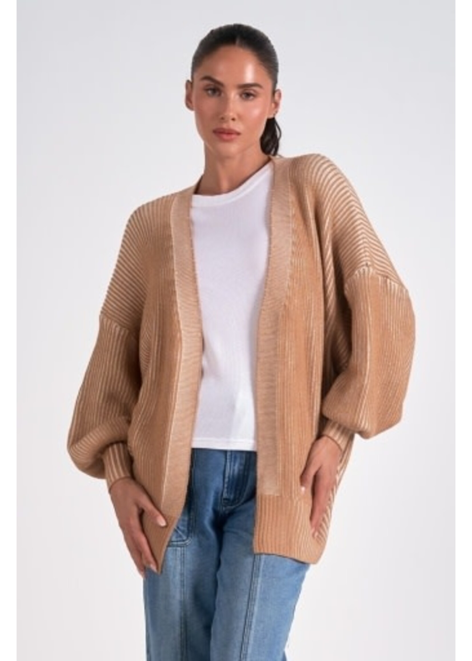 Elan Cardigan Sweater (Tan/White)