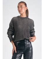 Elan Crewneck Rib Sweater (Black/White)