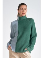 Elan Turtleneck Sweater (Sage Green Color Block)