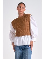 Elan Layered Sweater Vest (Dark Tan)