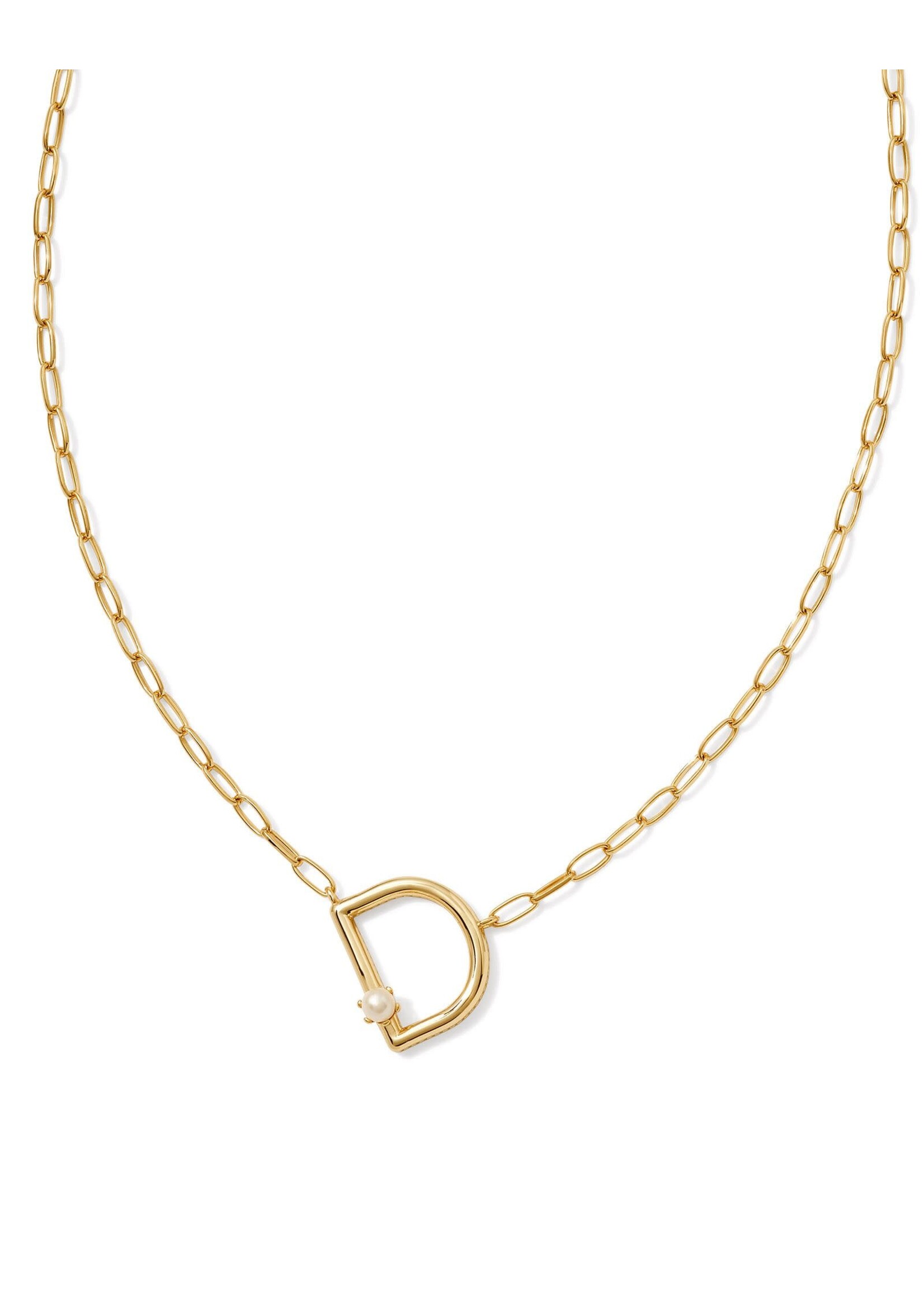 Kendra Scott PEARL LETTER D SHORT PENDANT NECKLACE