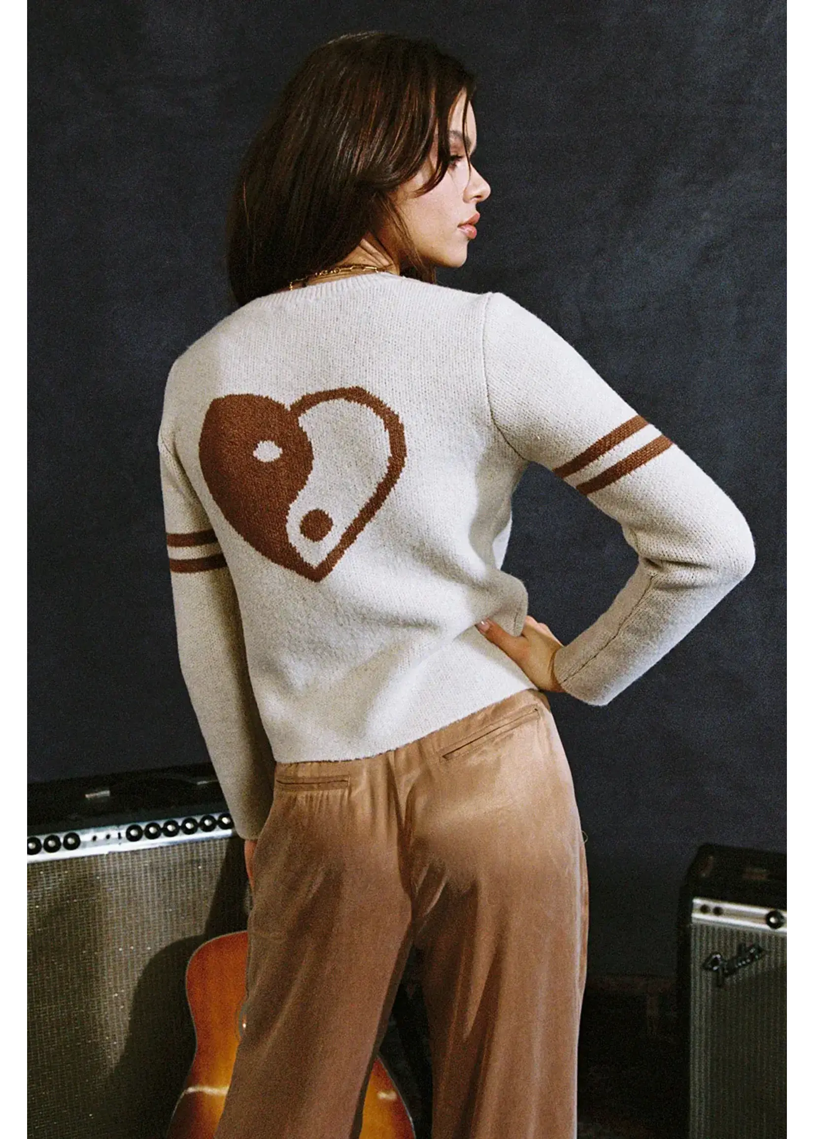 Chaser Yin Yang Heart Cardigan