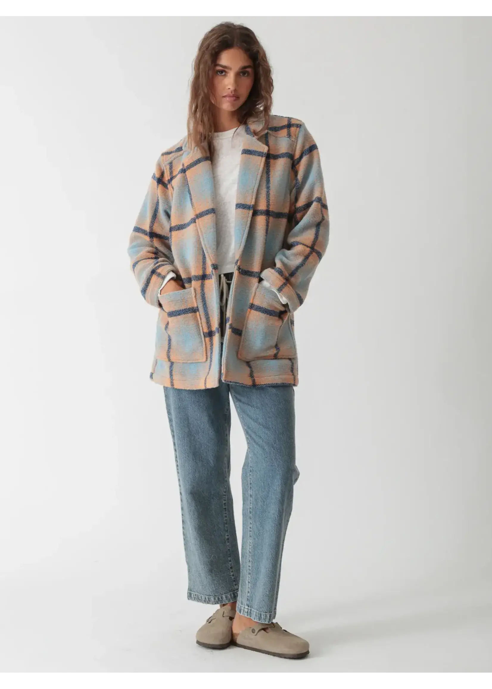 Electric & Rose Madison Coat Plaid (Frost/Peach)