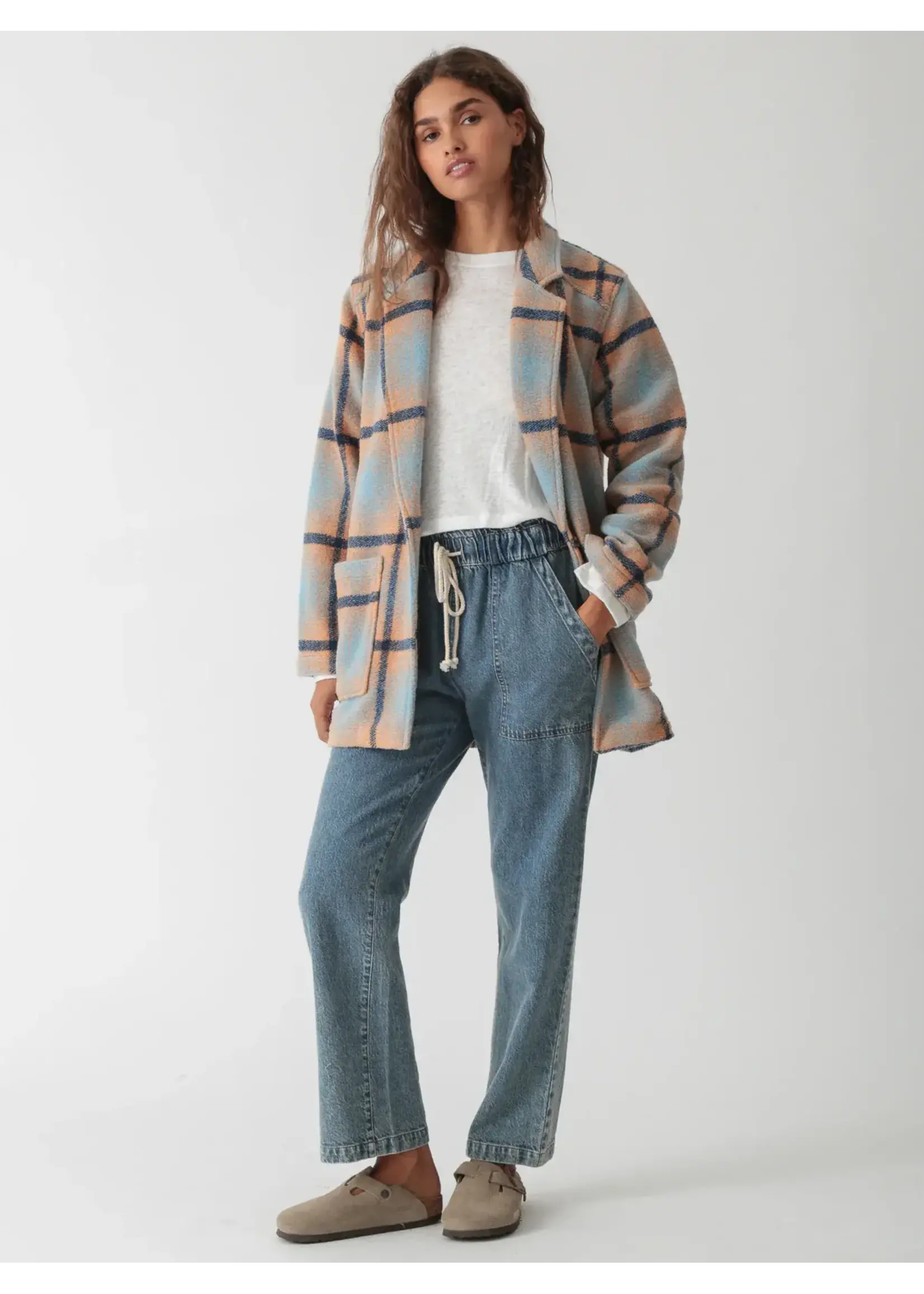 Electric & Rose Madison Coat Plaid (Frost/Peach)