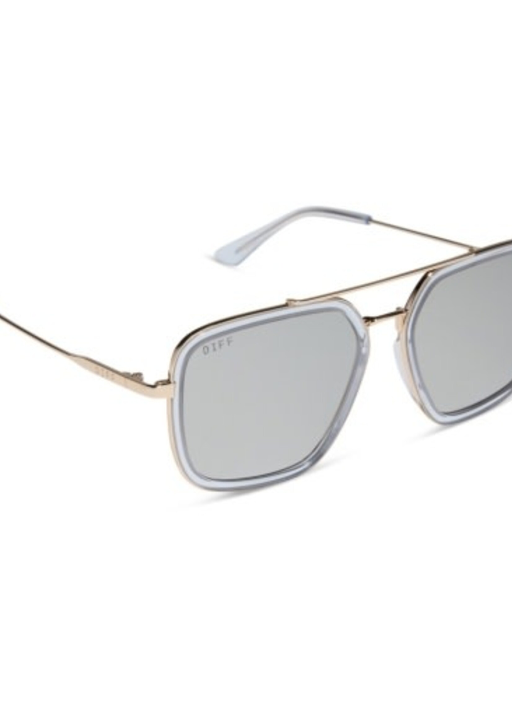 DIFF EYEWEAR / DIME OPTICS jordan gold clear crystal temple tips + silver mirror