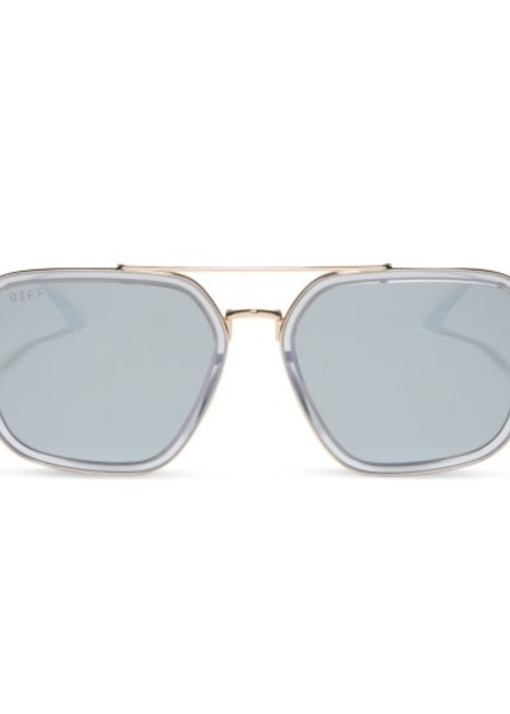 DIFF EYEWEAR / DIME OPTICS jordan gold clear crystal temple tips + silver mirror