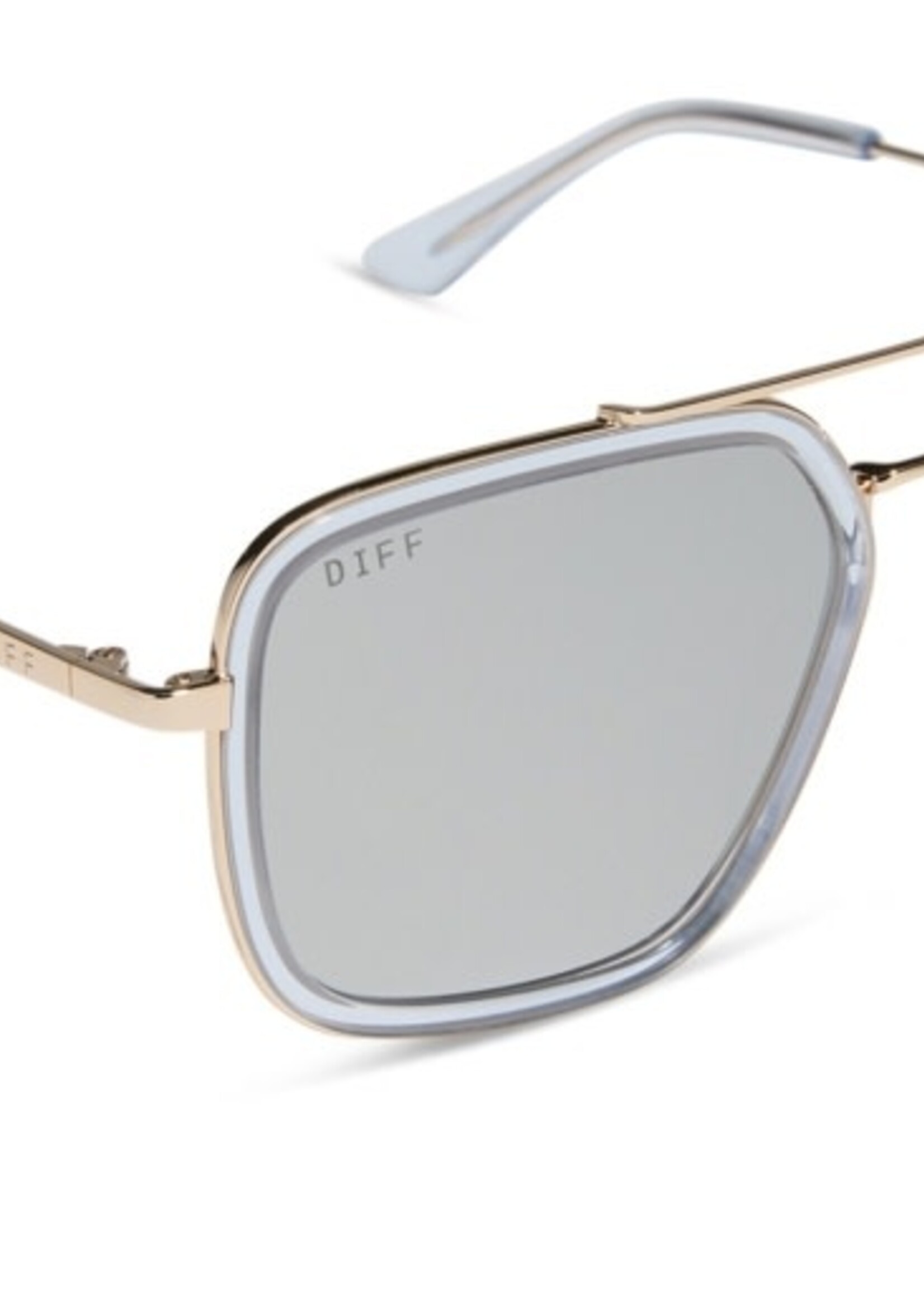 DIFF EYEWEAR / DIME OPTICS jordan gold clear crystal temple tips + silver mirror