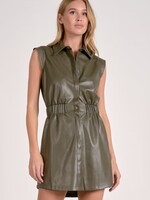 Elan Sleeveless Faux Leather Dress (Pine)