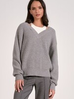 Elan V-Neck Sweater (Gray/White)