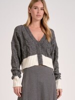 Elan Cardigan Sweater Two Tone (Gray/White)