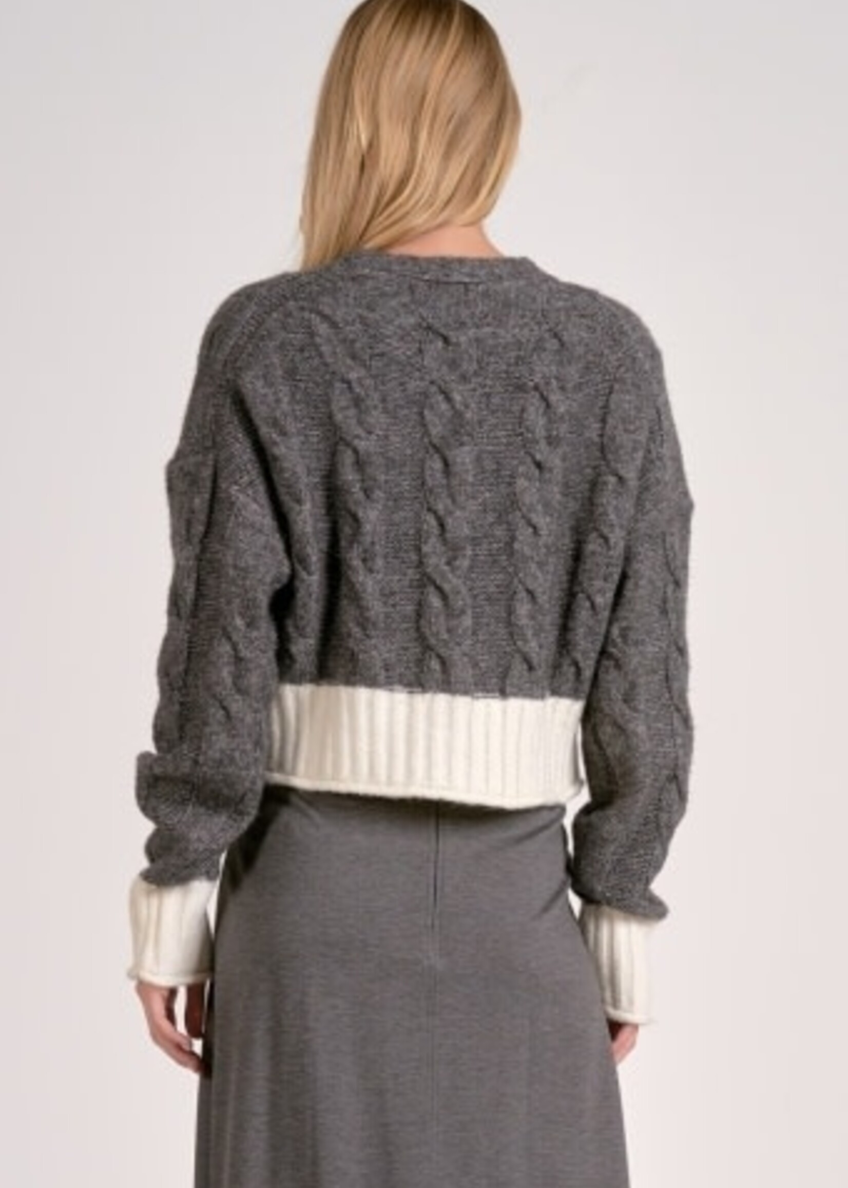 Elan Cardigan Sweater Two Tone (Gray/White)