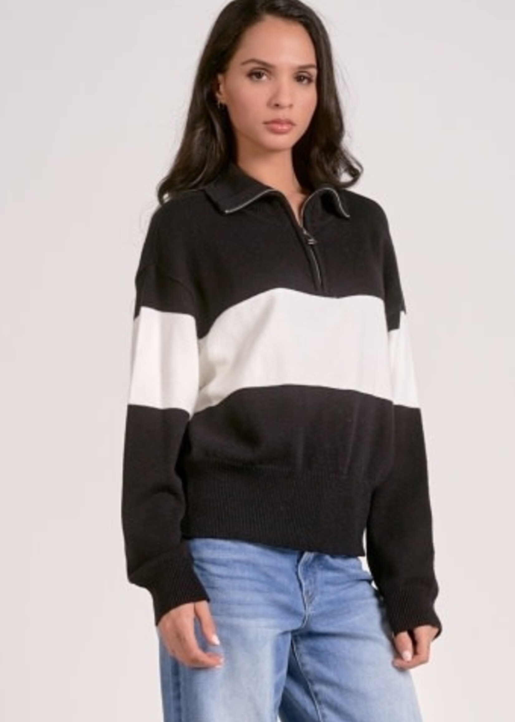 Elan 1/4  Zip Sweater (Black/White)