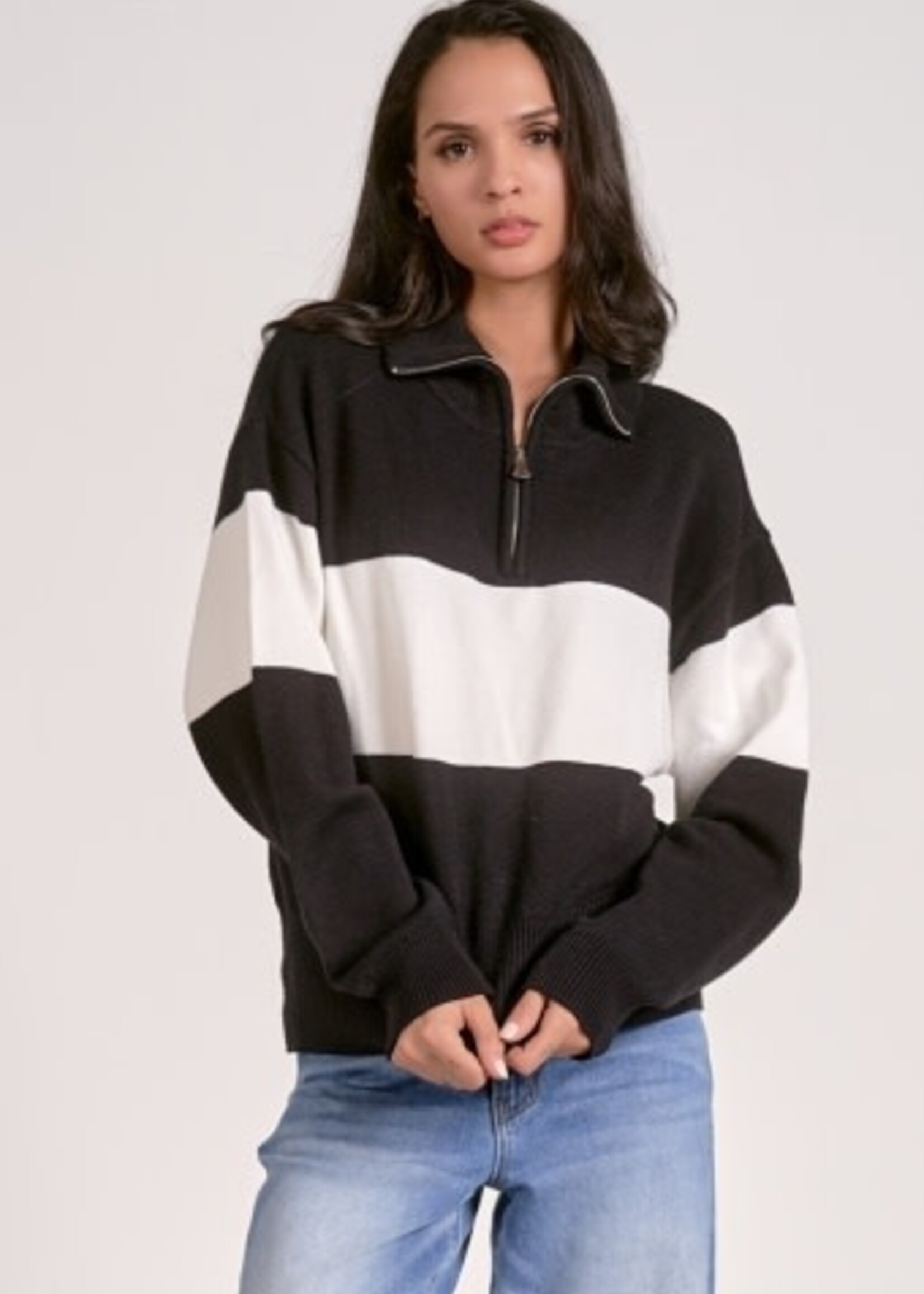 Elan 1/4  Zip Sweater (Black/White)