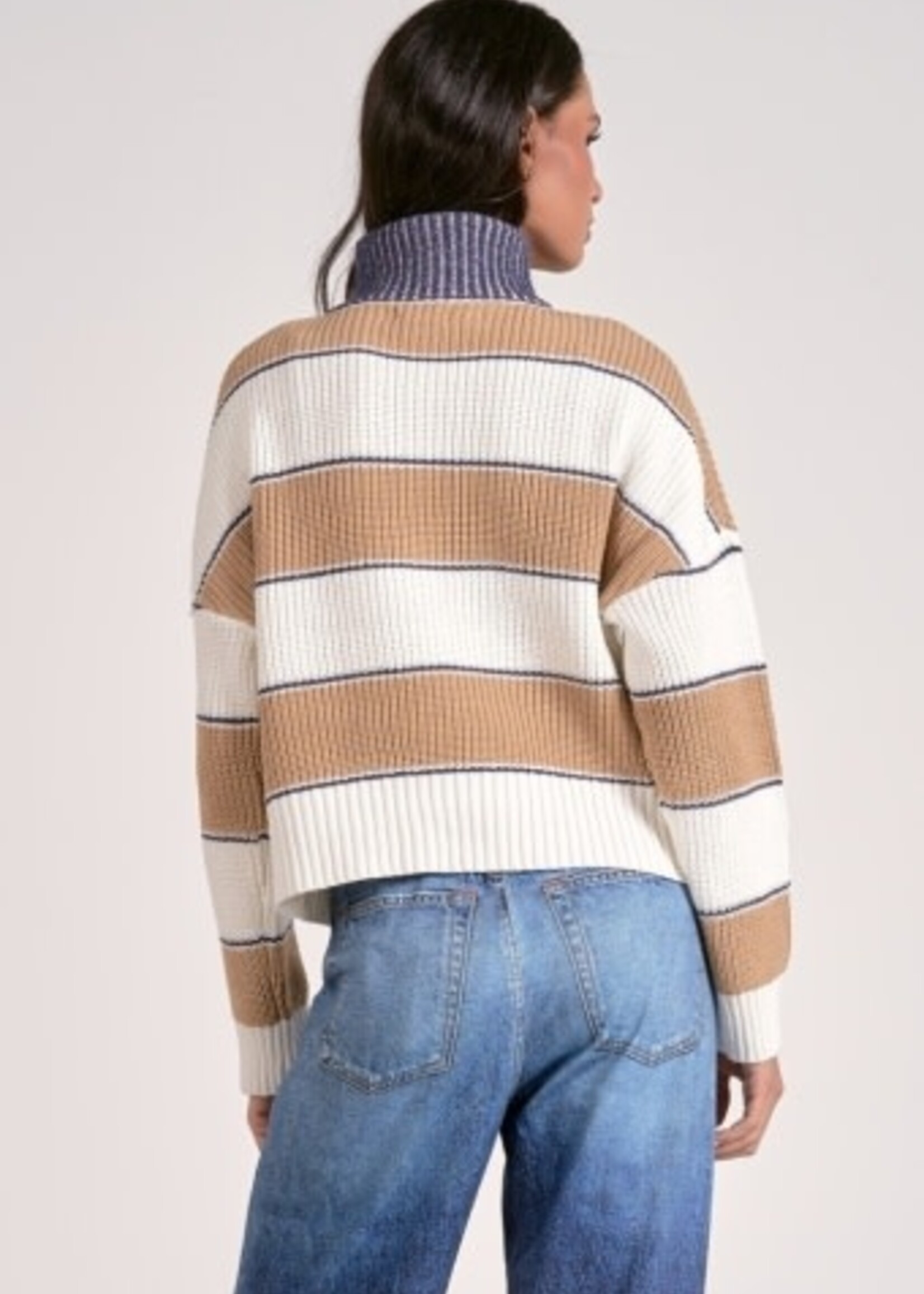 Elan 1/4 Zip Sweater (Camel/White)