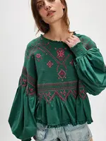 Free People Holly Knit Top (Green Combo)
