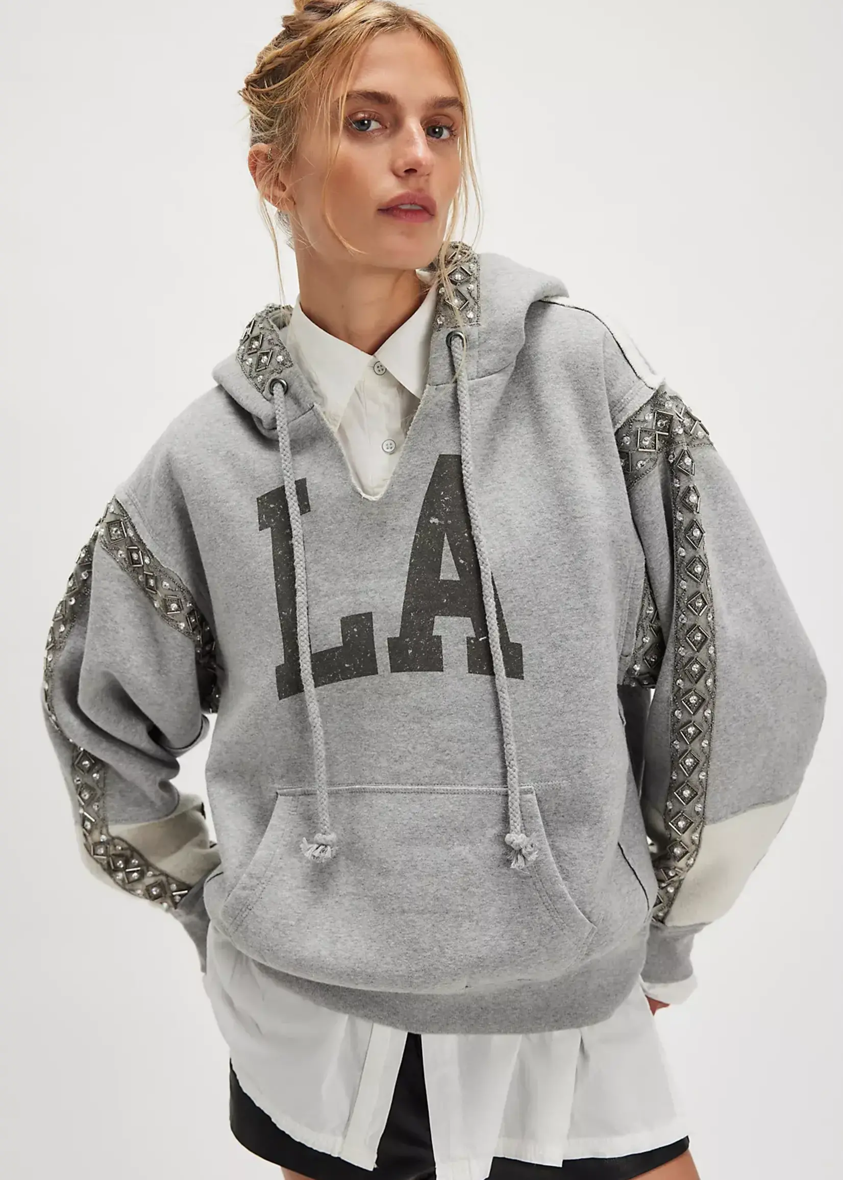 Free People Midnight Sparkle Hoodie (Heather Grey)