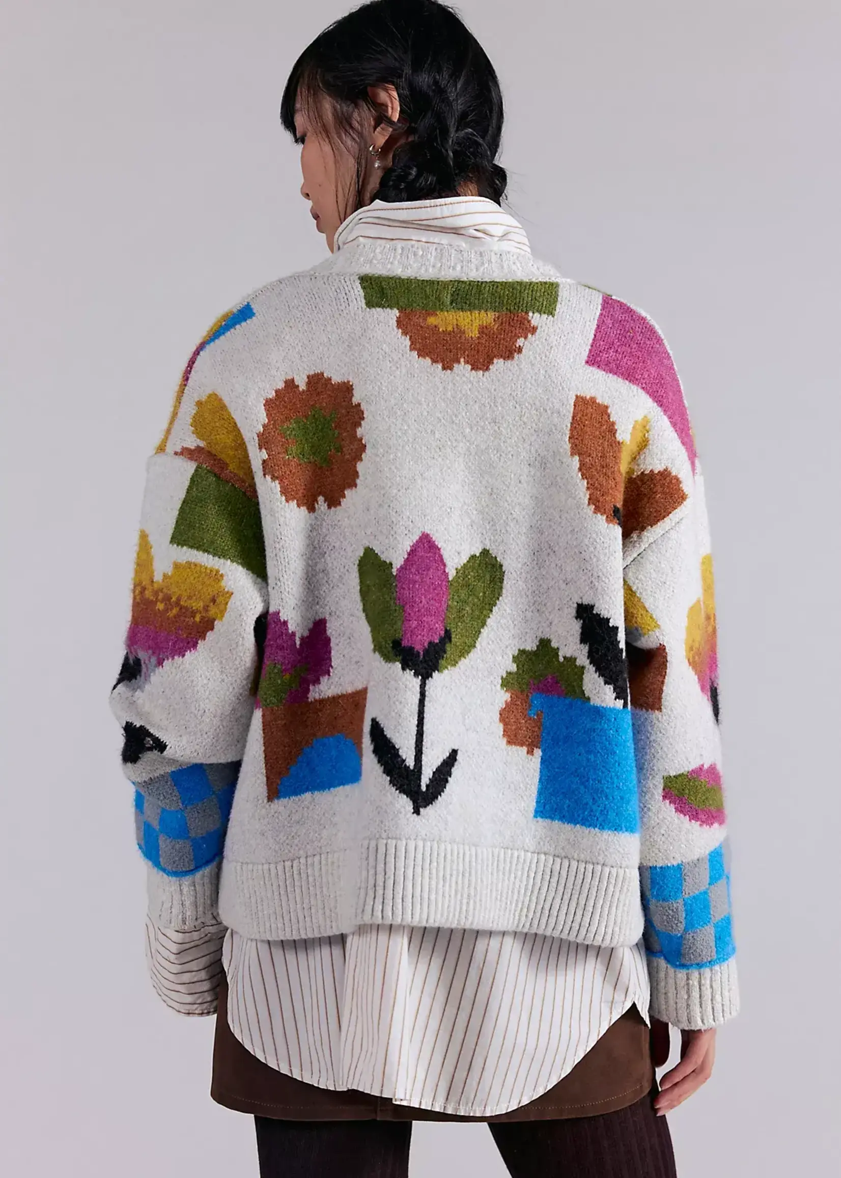 Free People Tulip Whirl Cardigan (Ivory Combo)