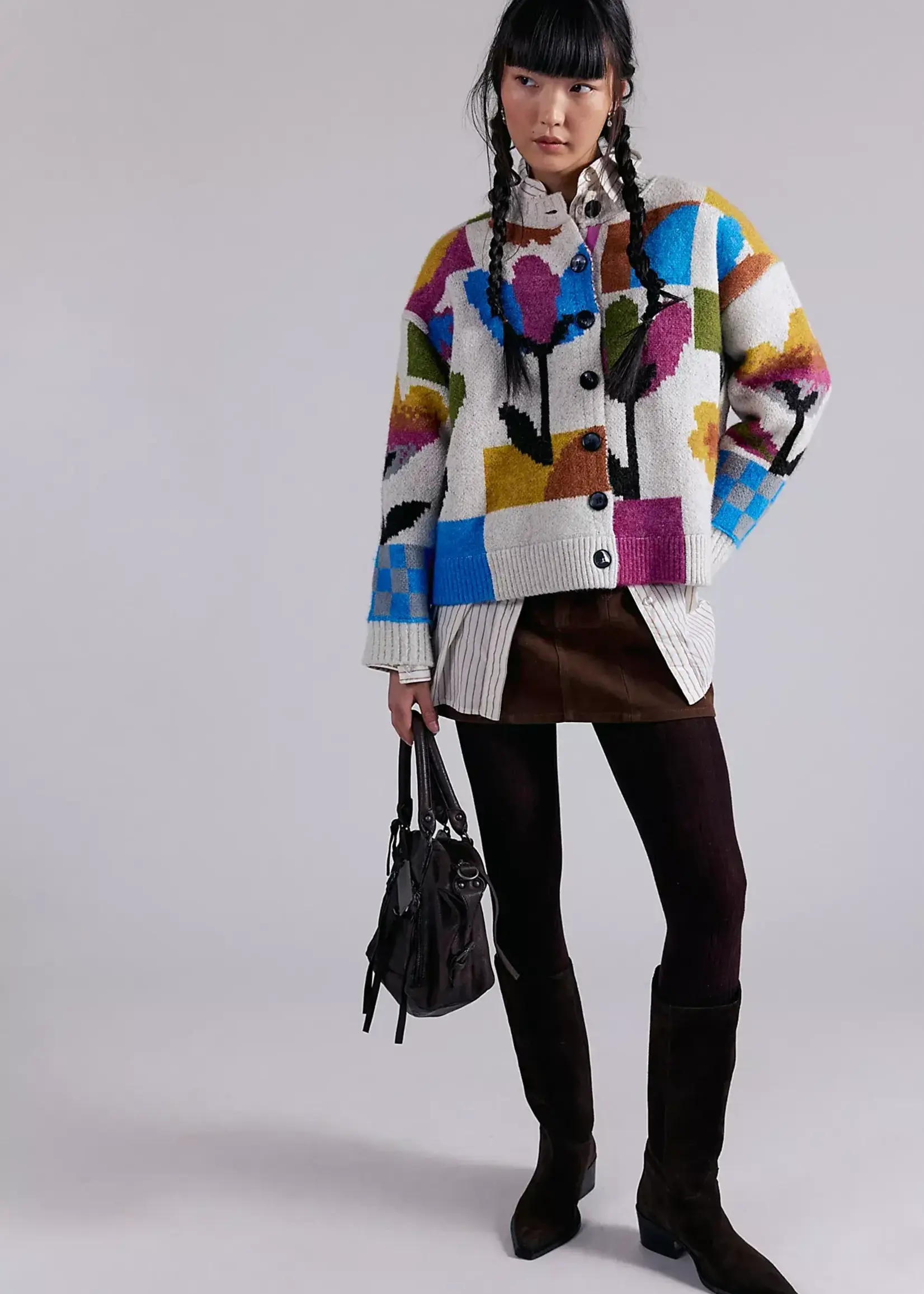 Free People Tulip Whirl Cardigan (Ivory Combo)