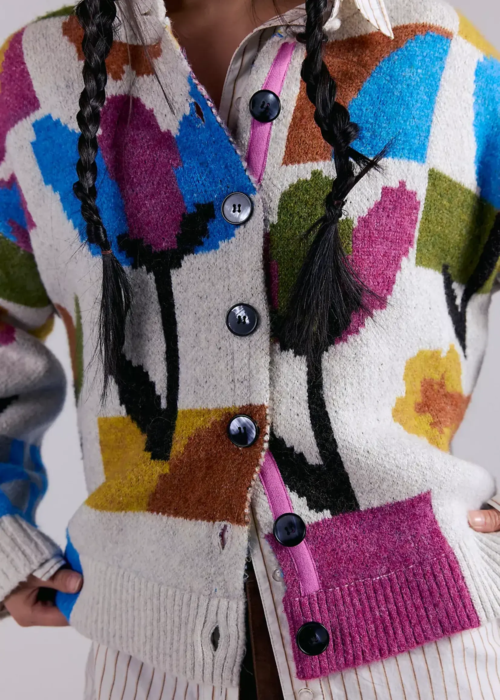 Free People Tulip Whirl Cardigan (Ivory Combo)