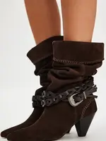 Free People Bridget Belt Slouch Boot (Chocolate Suede )