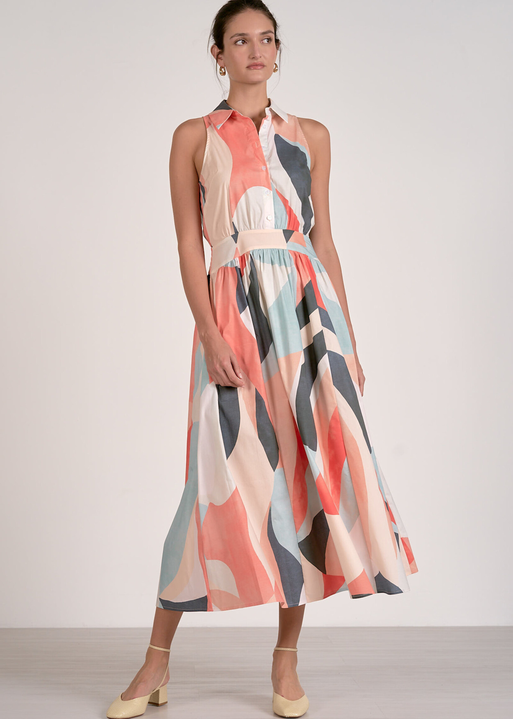 Elan Collared Maxi Dress (Multi Prism)