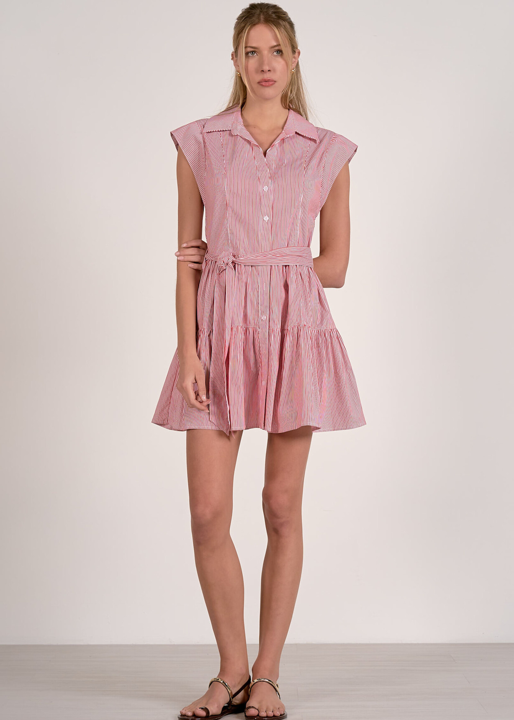 Elan Cap Sleeve Dress (Red Stripe)