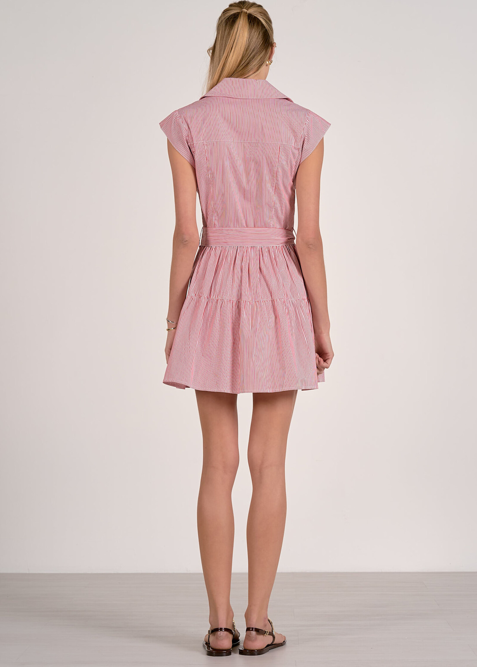 Elan Cap Sleeve Dress (Red Stripe)