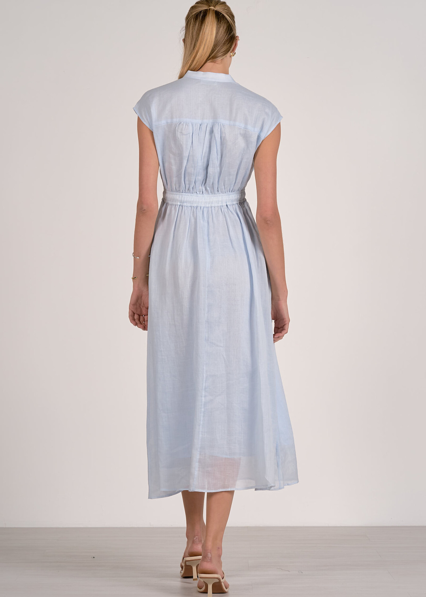 Elan Midi Tie Waist Dress (Light Blue)