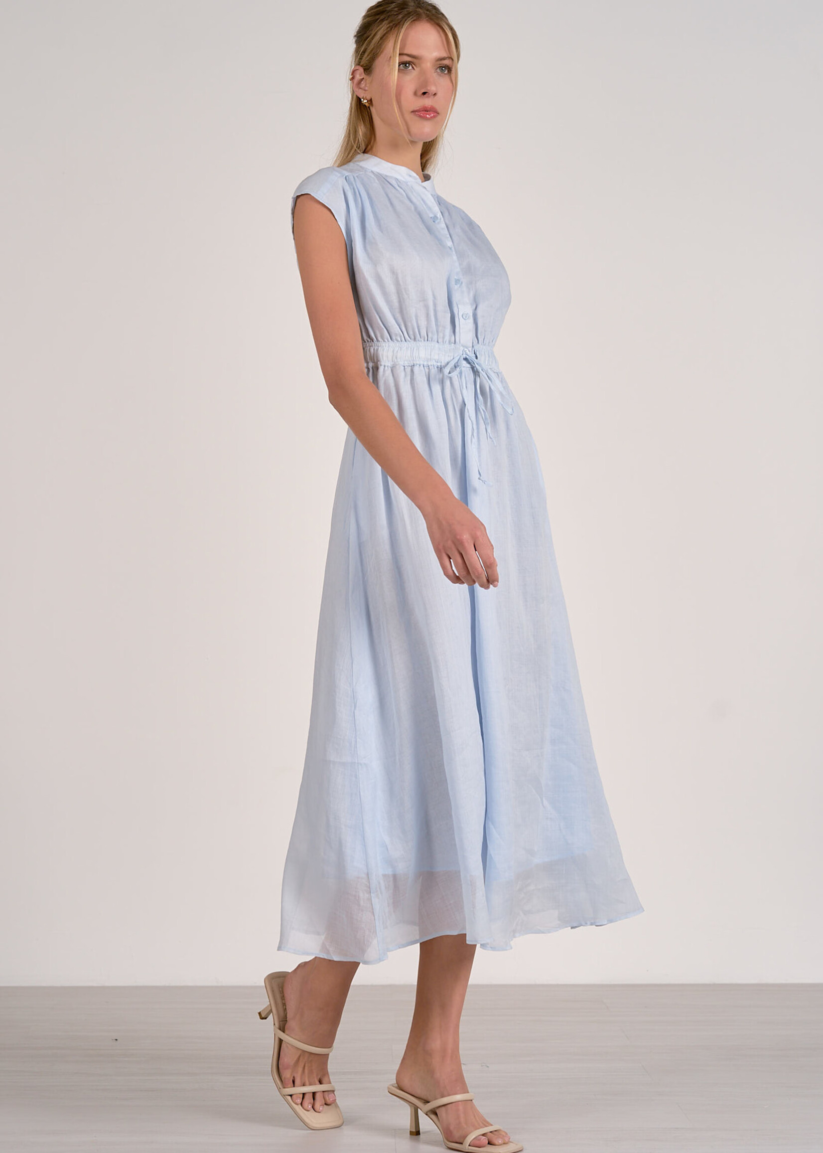 Elan Midi Tie Waist Dress (Light Blue)