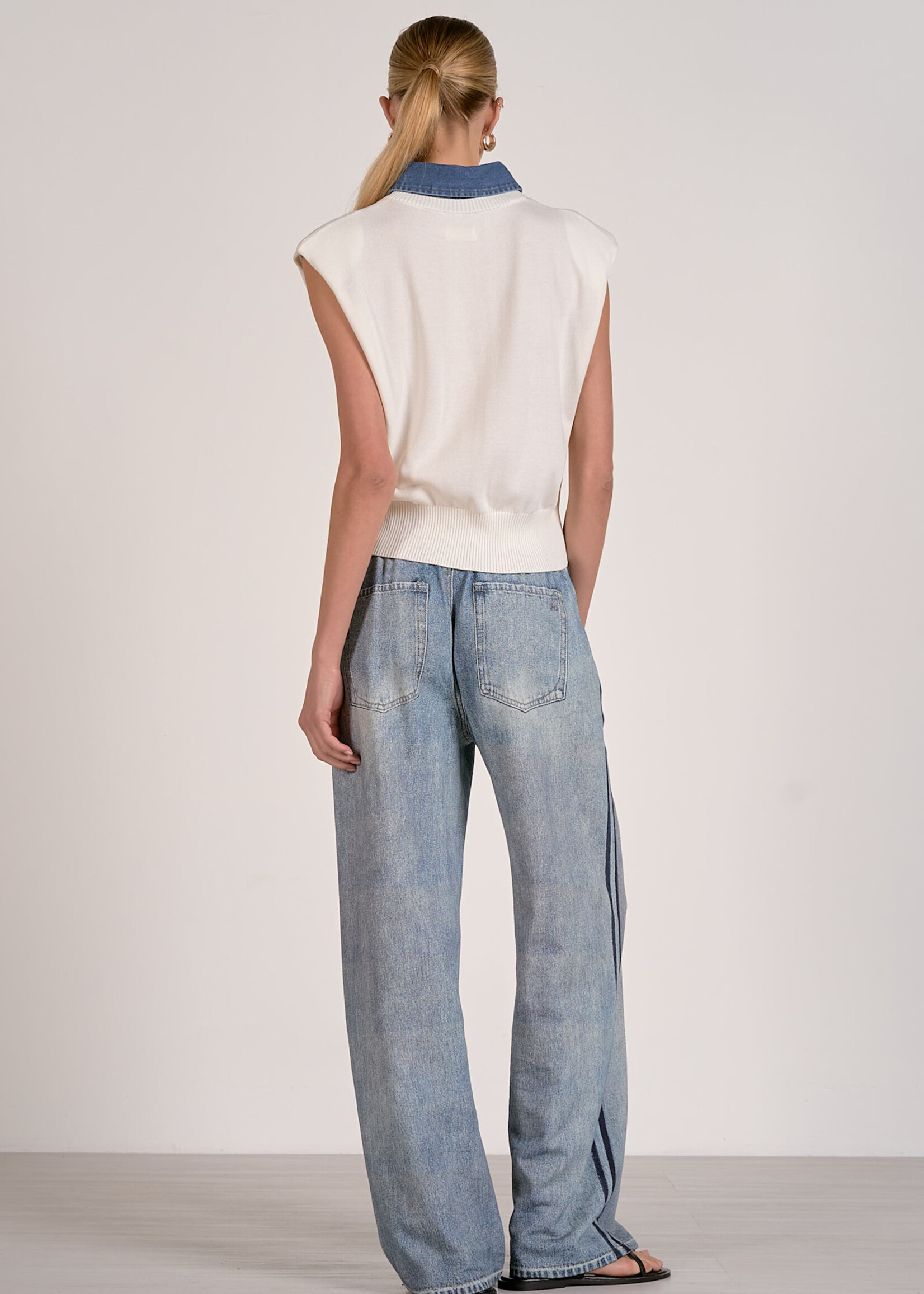 Elan Cap Sleeve Sweater Mixed Media (