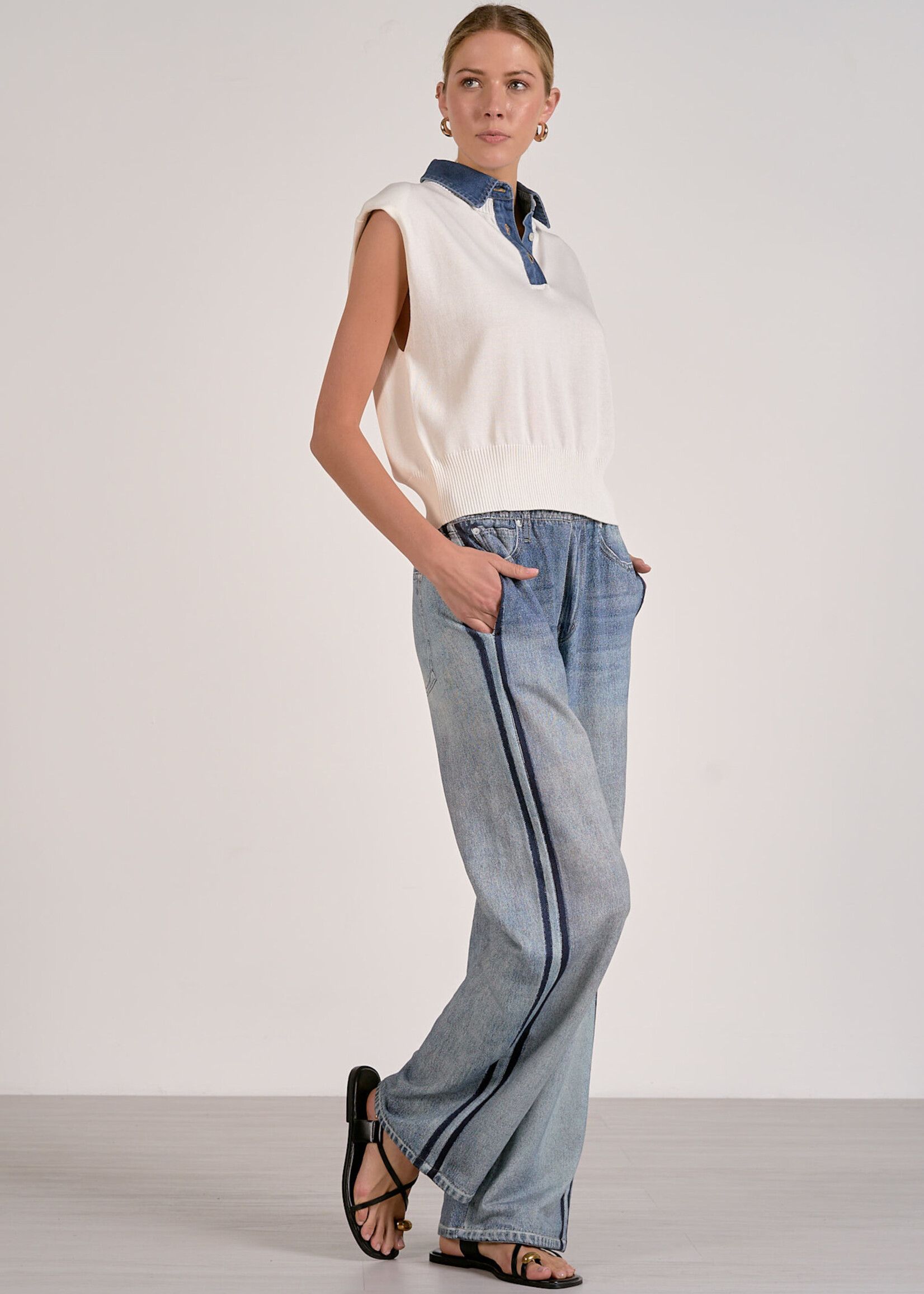 Elan Cap Sleeve Sweater Mixed Media (