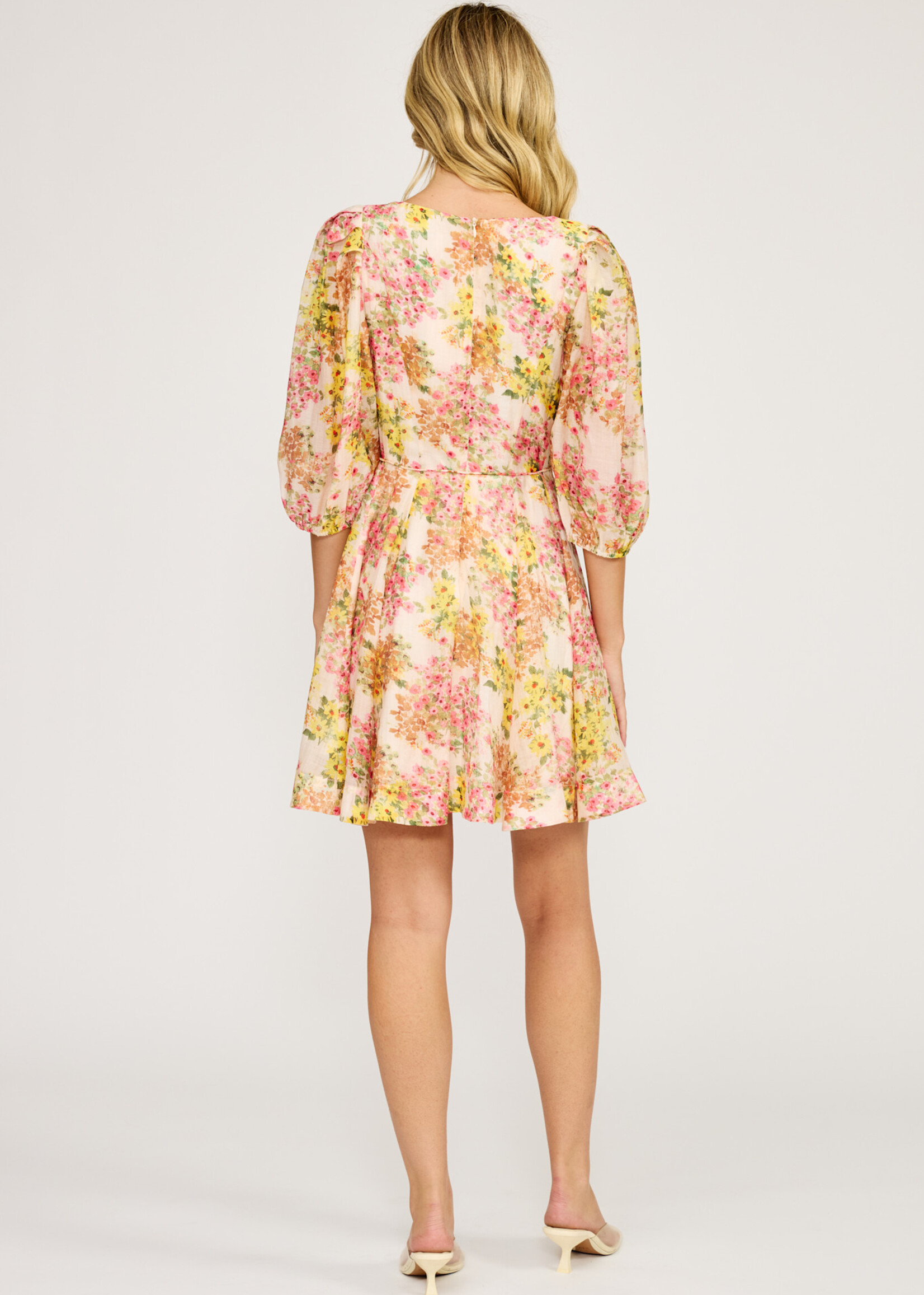 Lucy Paris Alexis Belted Dress (Multi Floral)