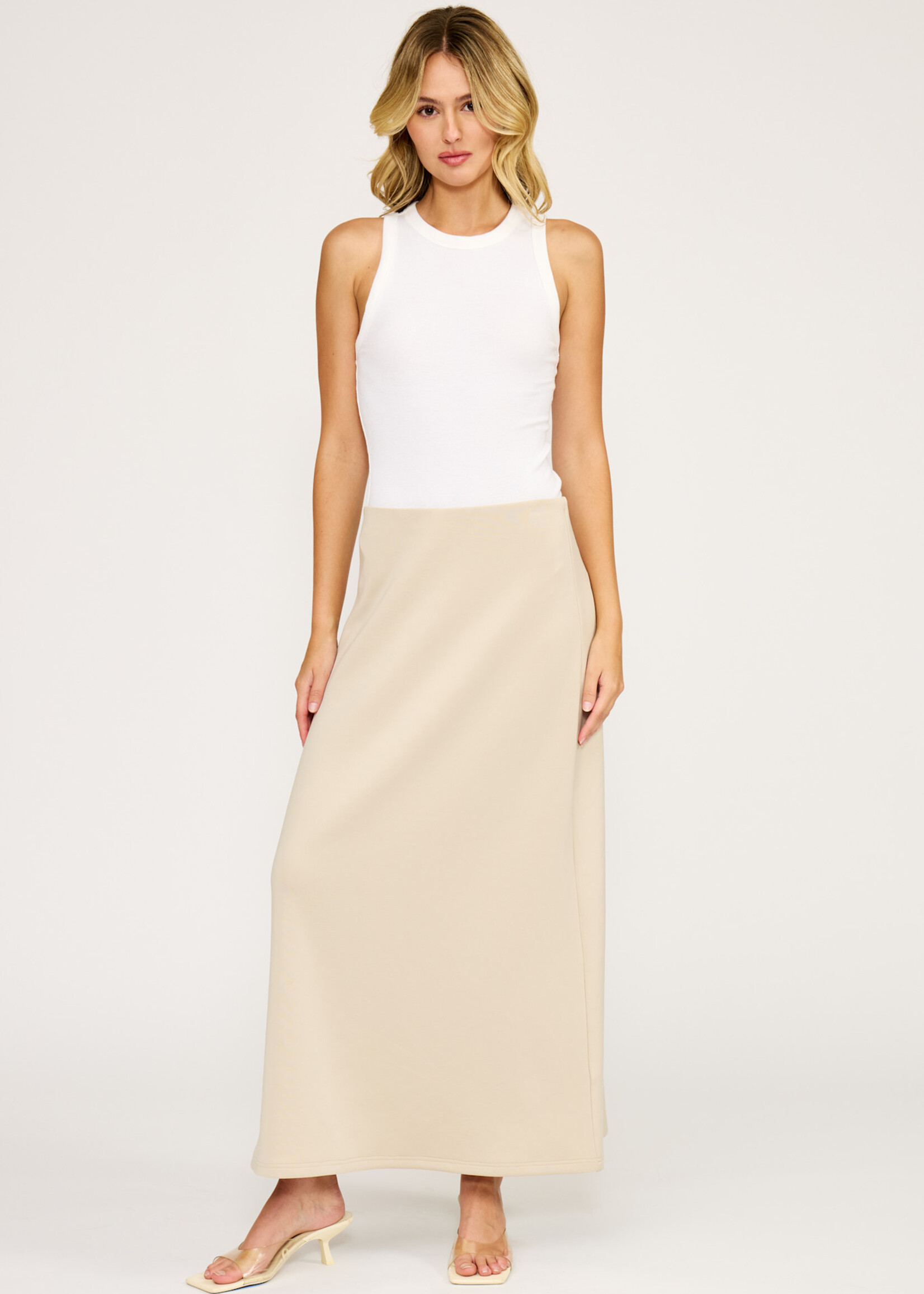 Lucy Paris Reese A Line Maxi Skirt (Beige)