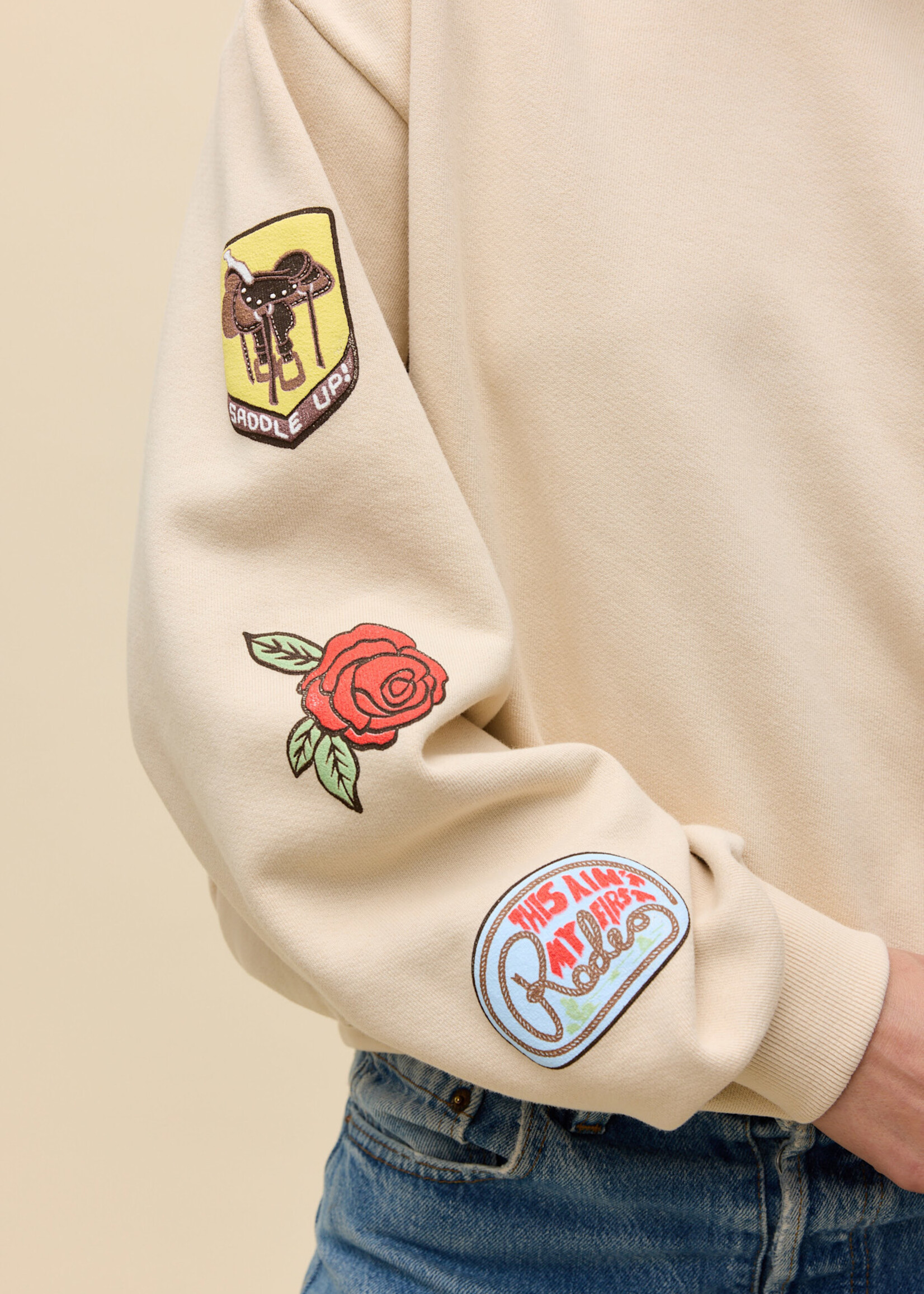 Daydreamer Western Patches Sweatshirt (Sand)